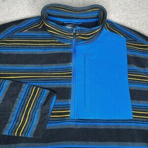 Duluth Trading Co Pullover Mens XL Striped Fleece Quarter Zip Relaxed Fit Hiking
